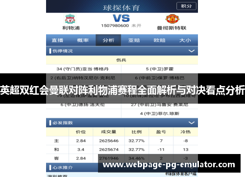 英超双红会曼联对阵利物浦赛程全面解析与对决看点分析 英超双红会曼联对阵利物浦赛程全面解析与对决看点分析