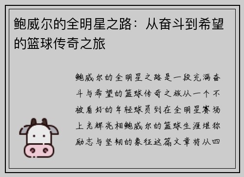 鲍威尔的全明星之路：从奋斗到希望的篮球传奇之旅